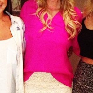 Bright Pink satin shirt super cute!